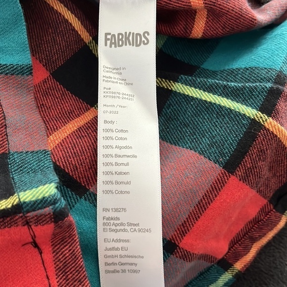 Fabkids Girls Long sleeve smock top in plaid multicolored size M(8) - Picture 4 of 6